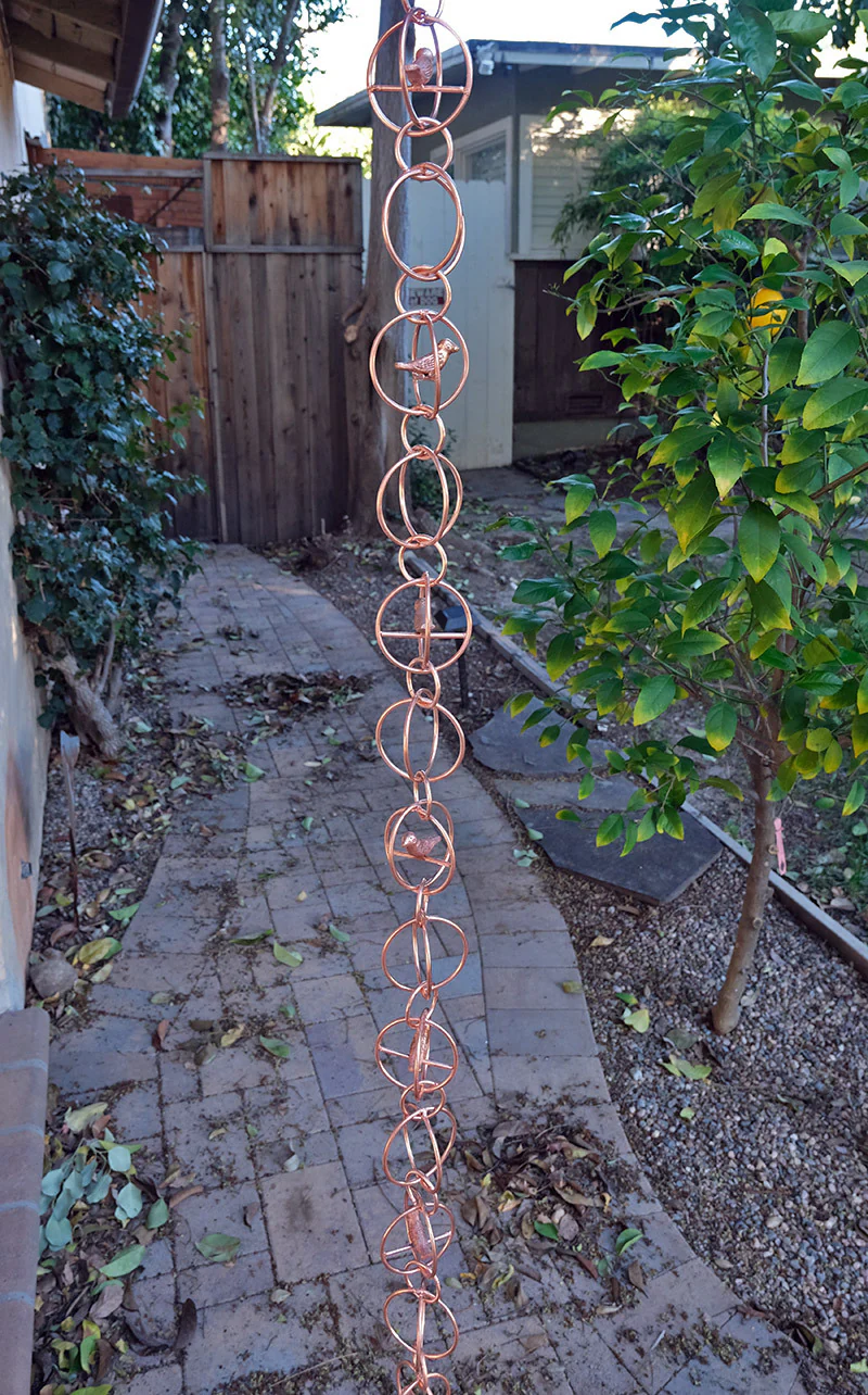 Copper Bird in a Cage Rain Chain - Image 6