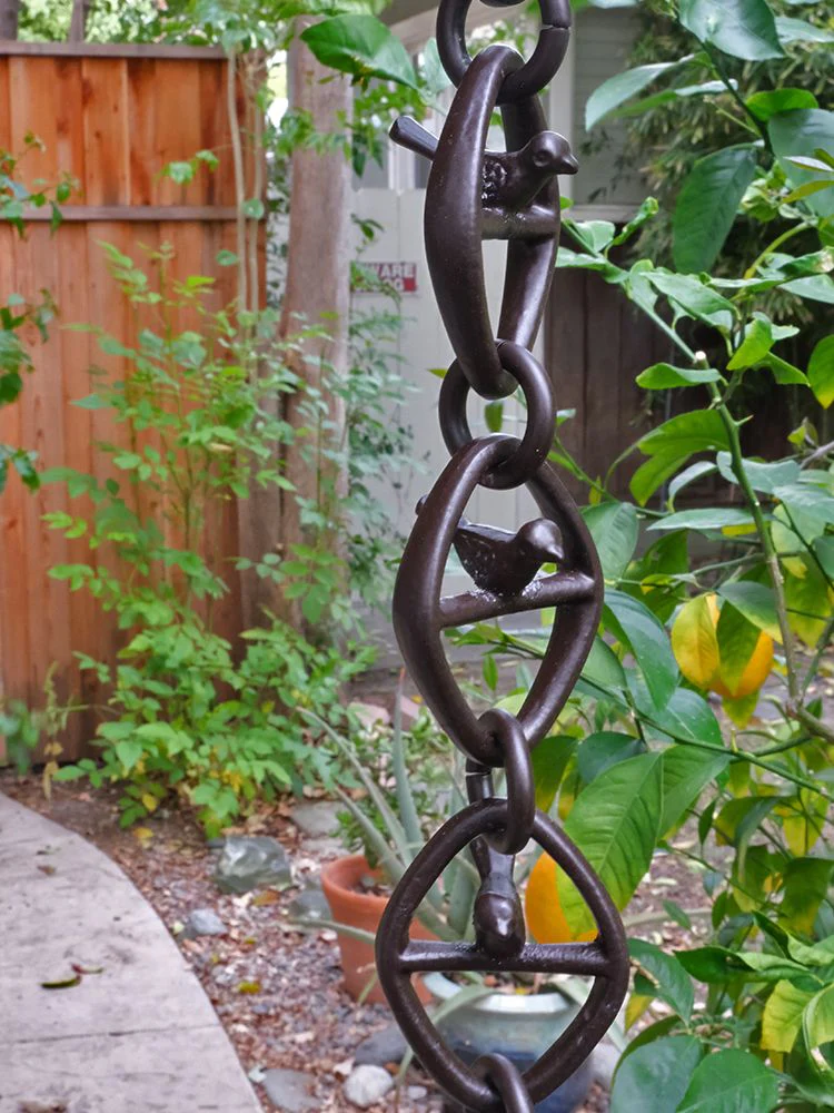 Bird on a Wire Link Rain Chain - Image 3