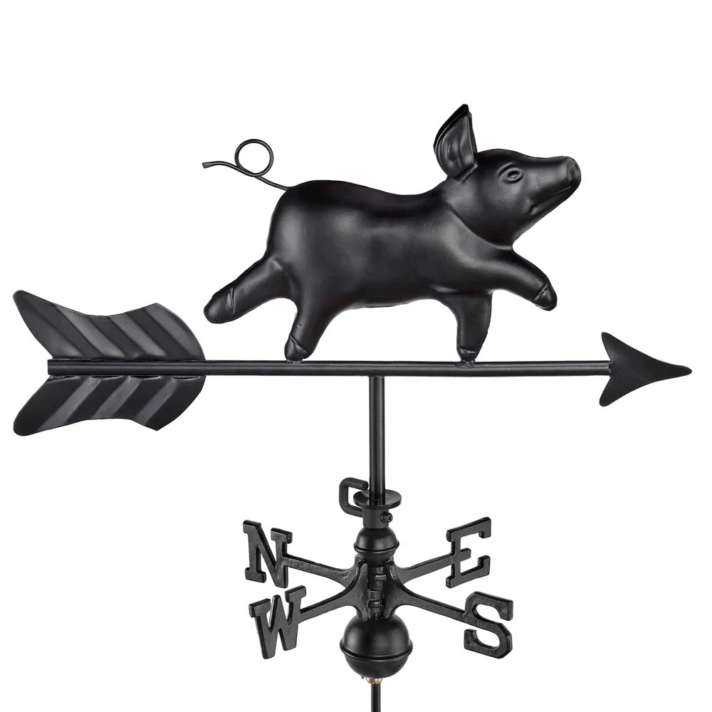 Black Aluminum Pig Cottage Weathervane - Image 2