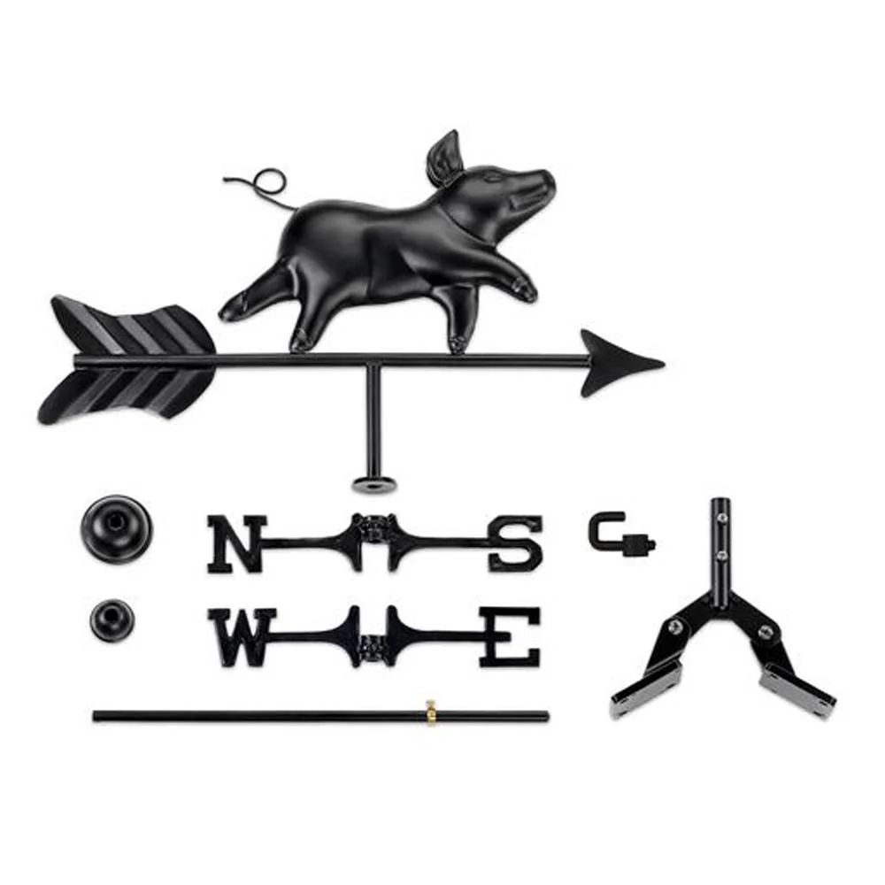 Black Aluminum Pig Cottage Weathervane - Image 3