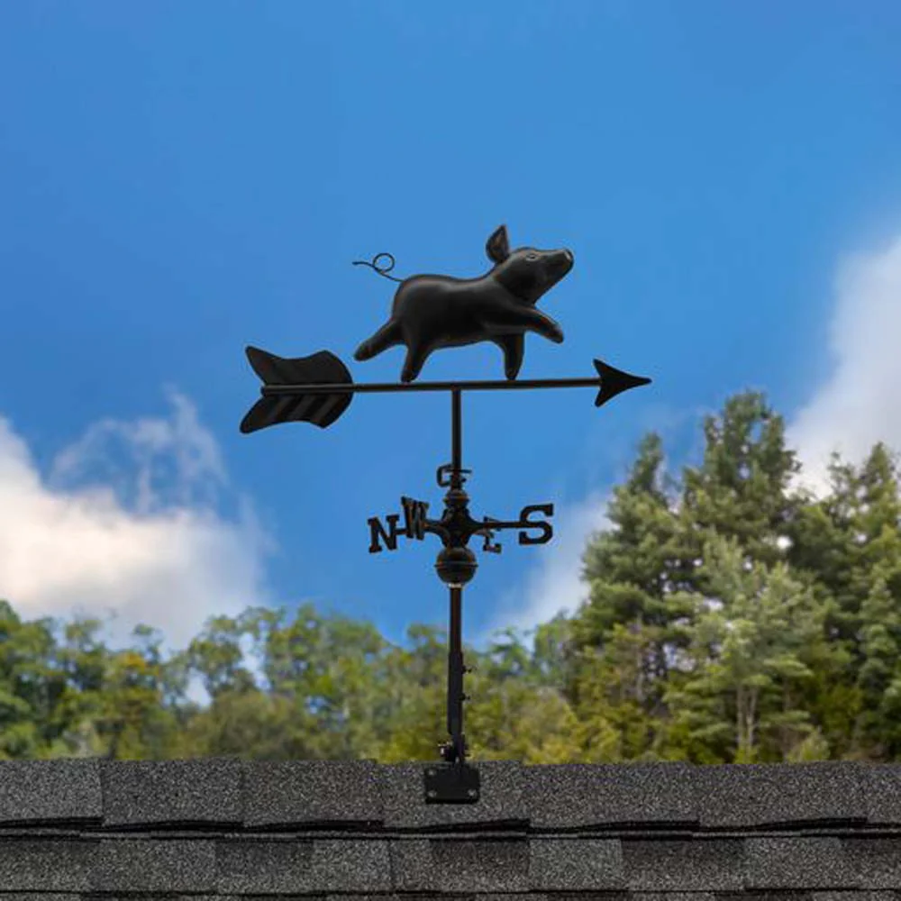 Black Aluminum Pig Cottage Weathervane - Image 5