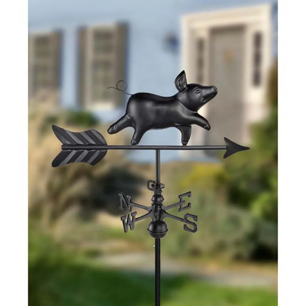 Black Aluminum Pig Garden Weathervane w/ Garden Pole - Image 4
