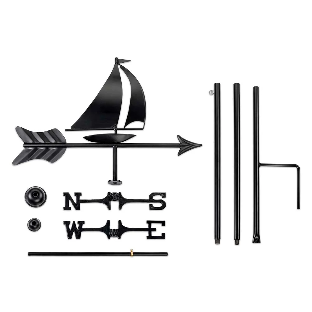 Black Aluminum Sailboat Garden Weathervane w/ Garden Pole - Image 3