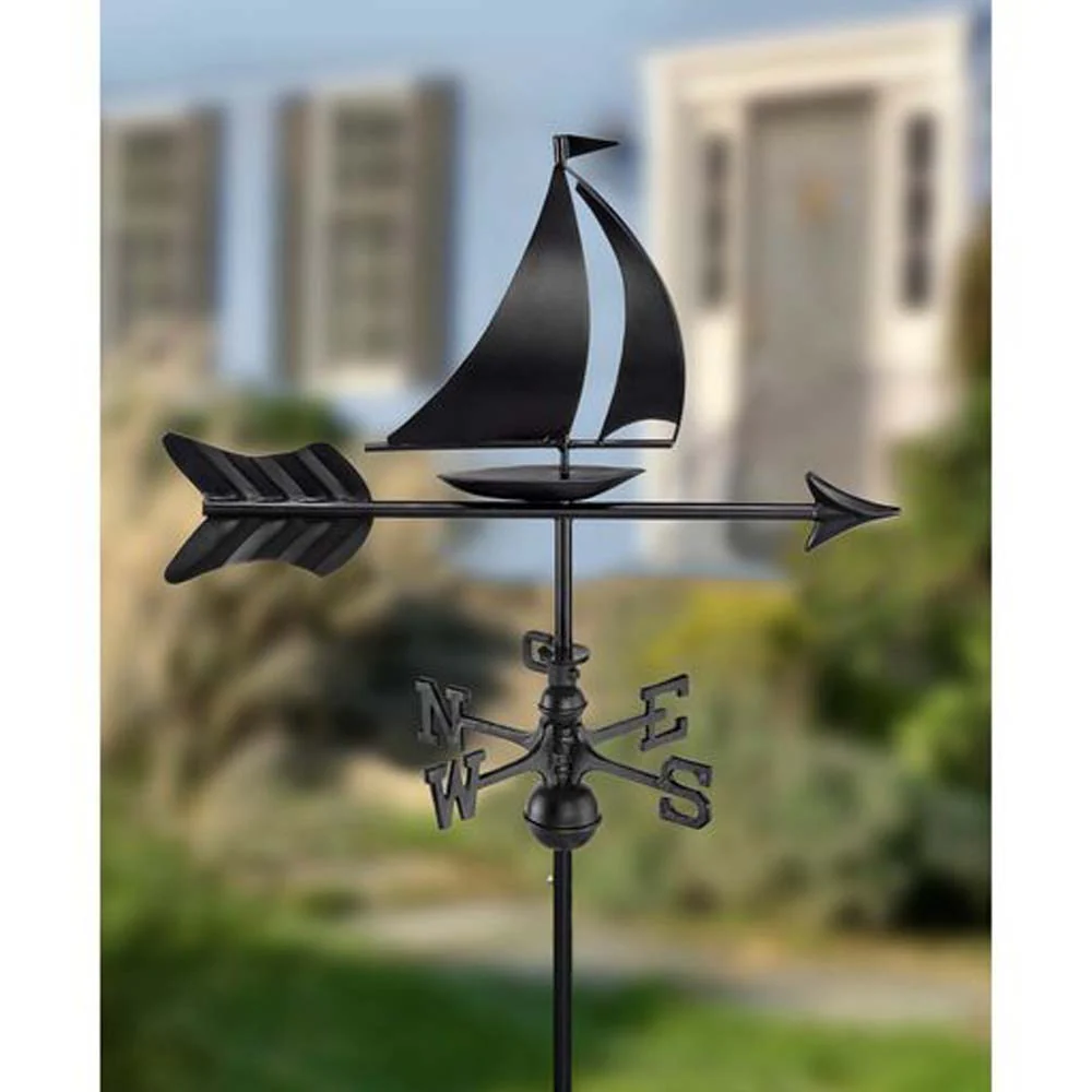 Black Aluminum Sailboat Garden Weathervane w/ Garden Pole - Image 4