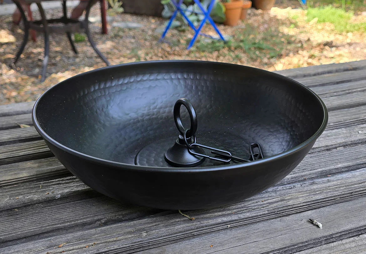 Black Hand Hammered Aluminum Dish with Loop - Image 3
