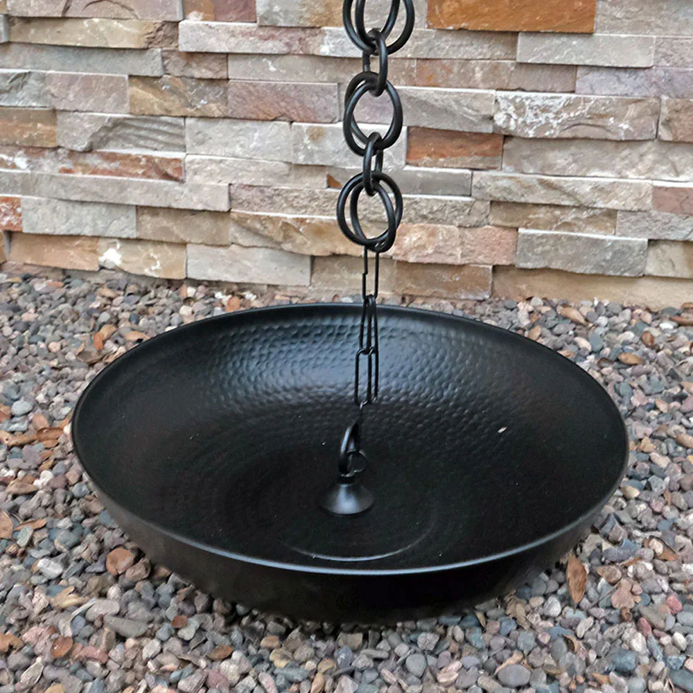 Black Hand Hammered Aluminum Dish with Loop - Image 5