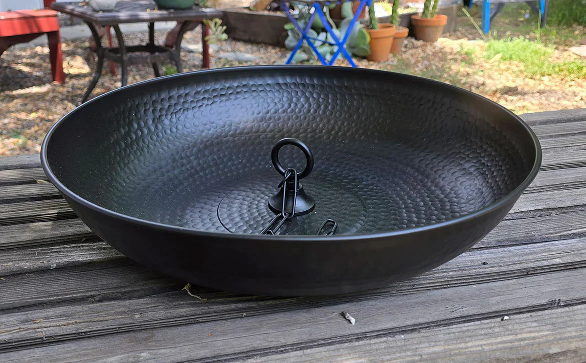 Black Hand Hammered Aluminum Dish with Loop - Image 6