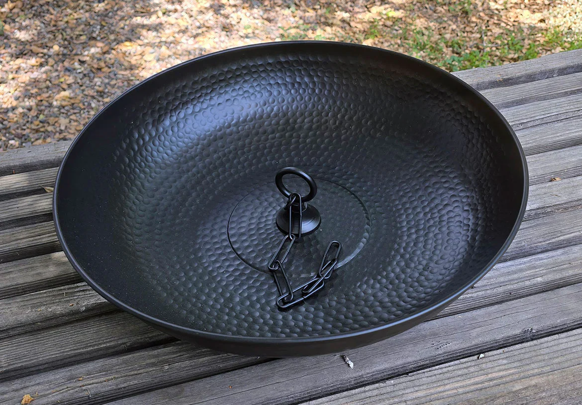 Black Hand Hammered Aluminum Dish with Loop - Image 7