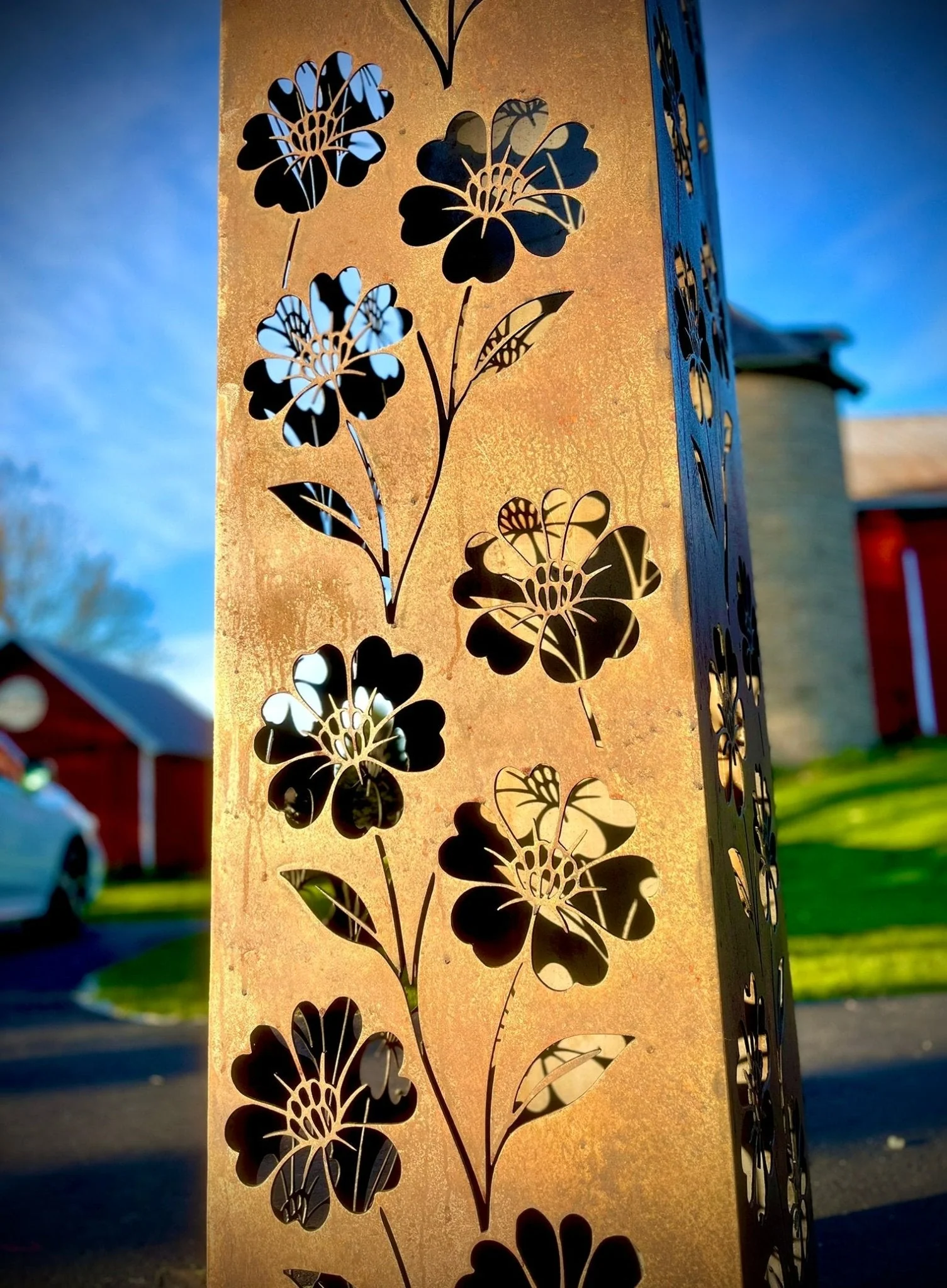 Blooming Magnolias Steel Luminary Pillar | Multiple Sizes - Image 3