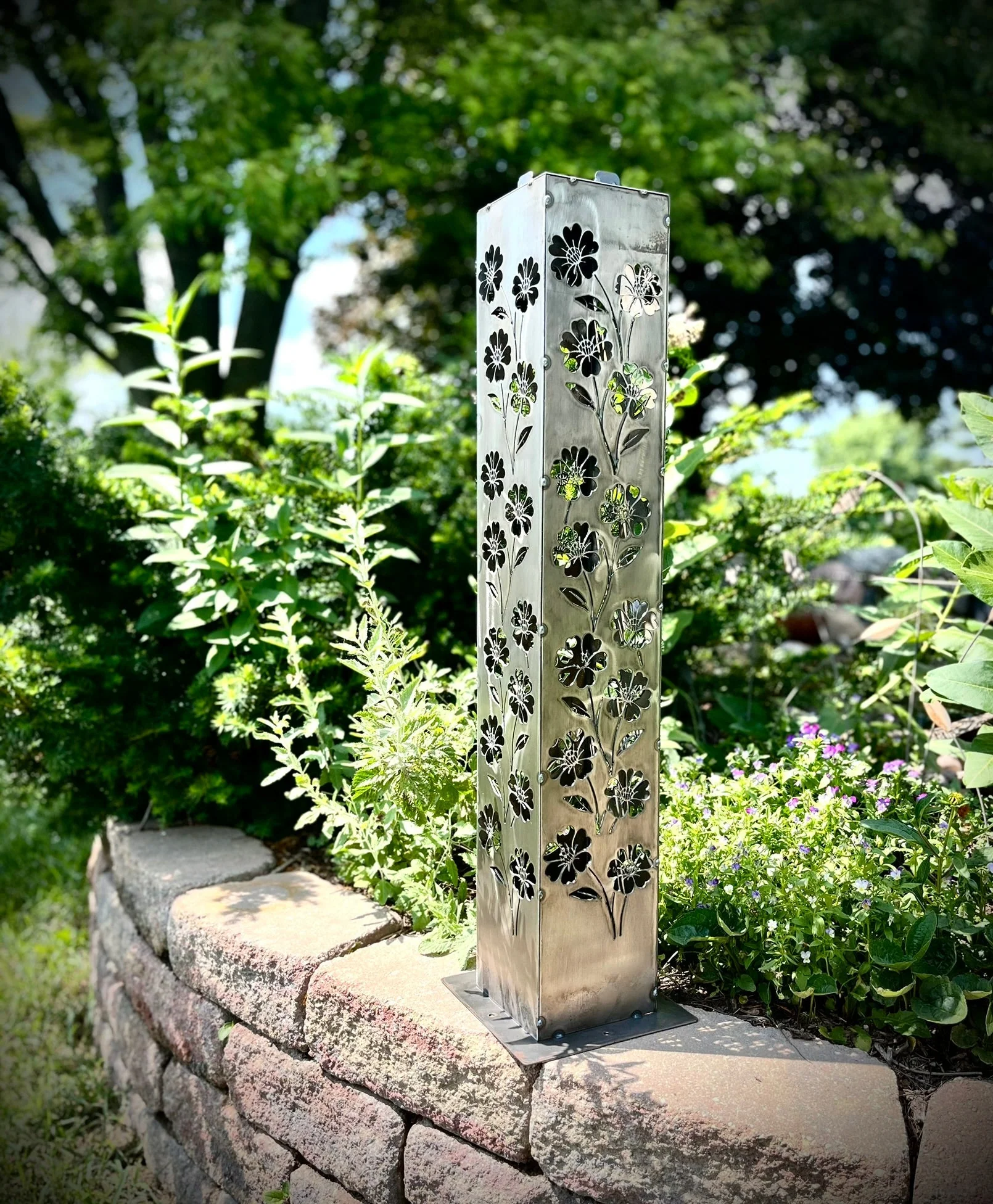 Blooming Magnolias Steel Luminary Pillar | Multiple Sizes - Image 5