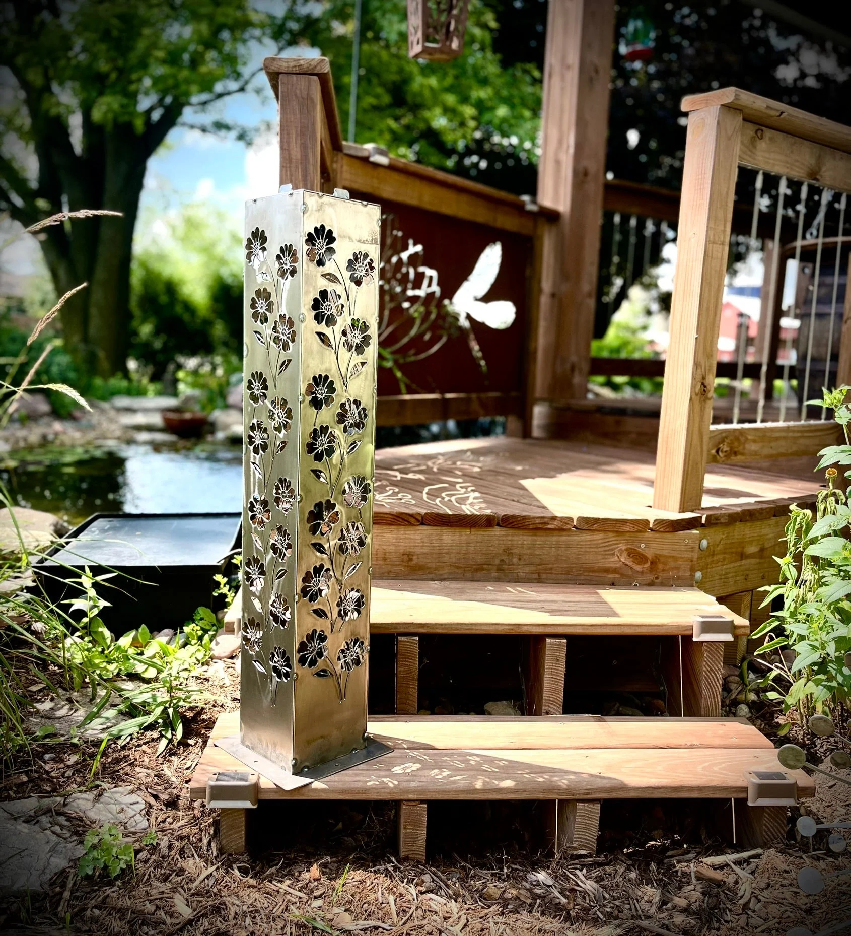 Blooming Magnolias Steel Luminary Pillar | Multiple Sizes - Image 6