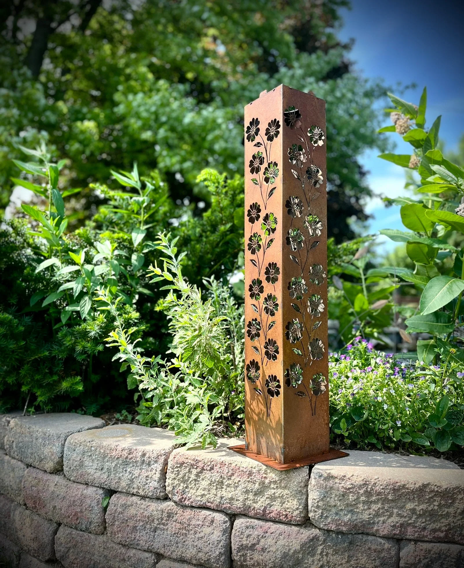 Blooming Magnolias Steel Luminary Pillar | Multiple Sizes - Image 8