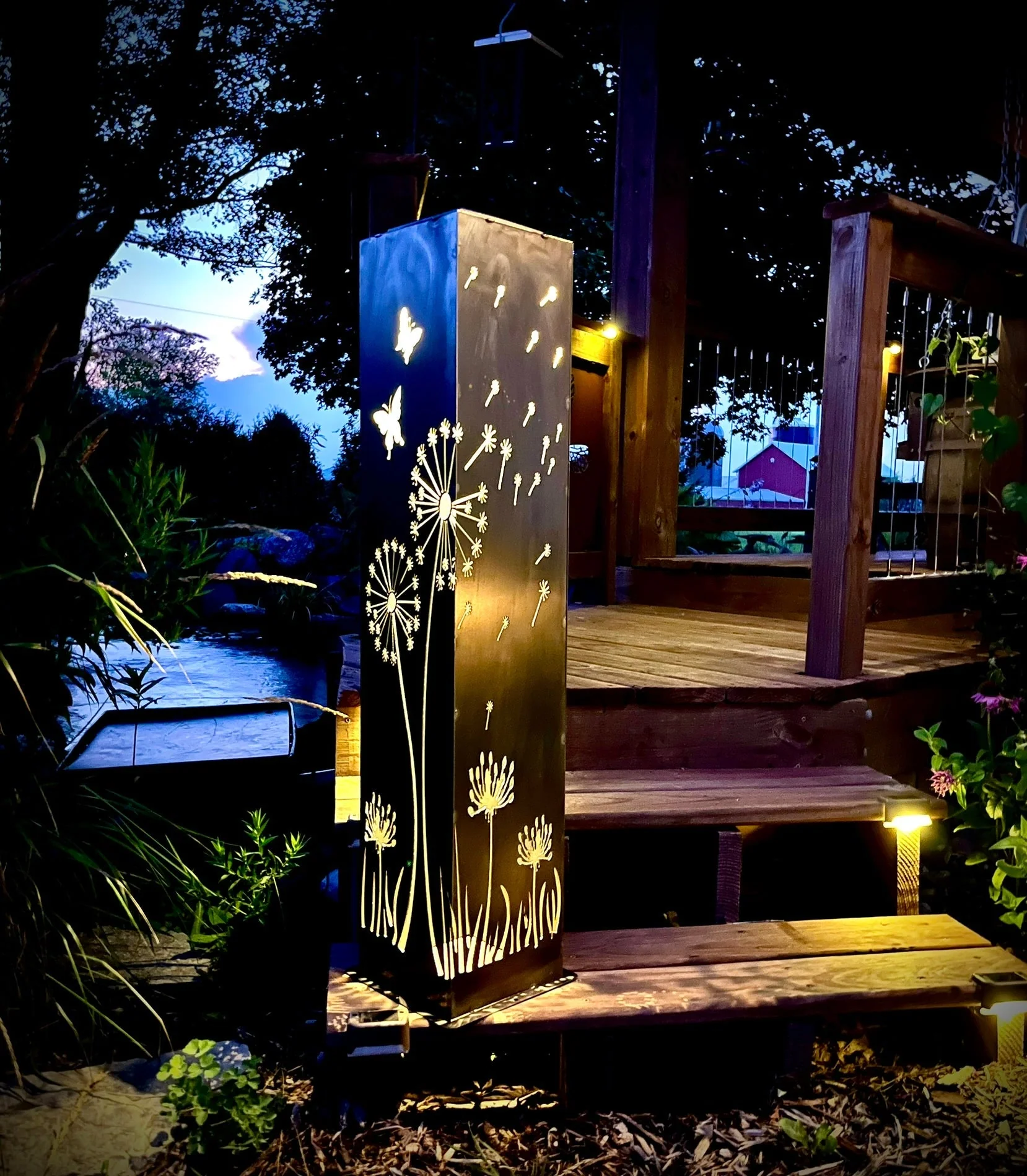 Blowing Dandelions Steel Luminary Pillar | Solar Light - Image 3