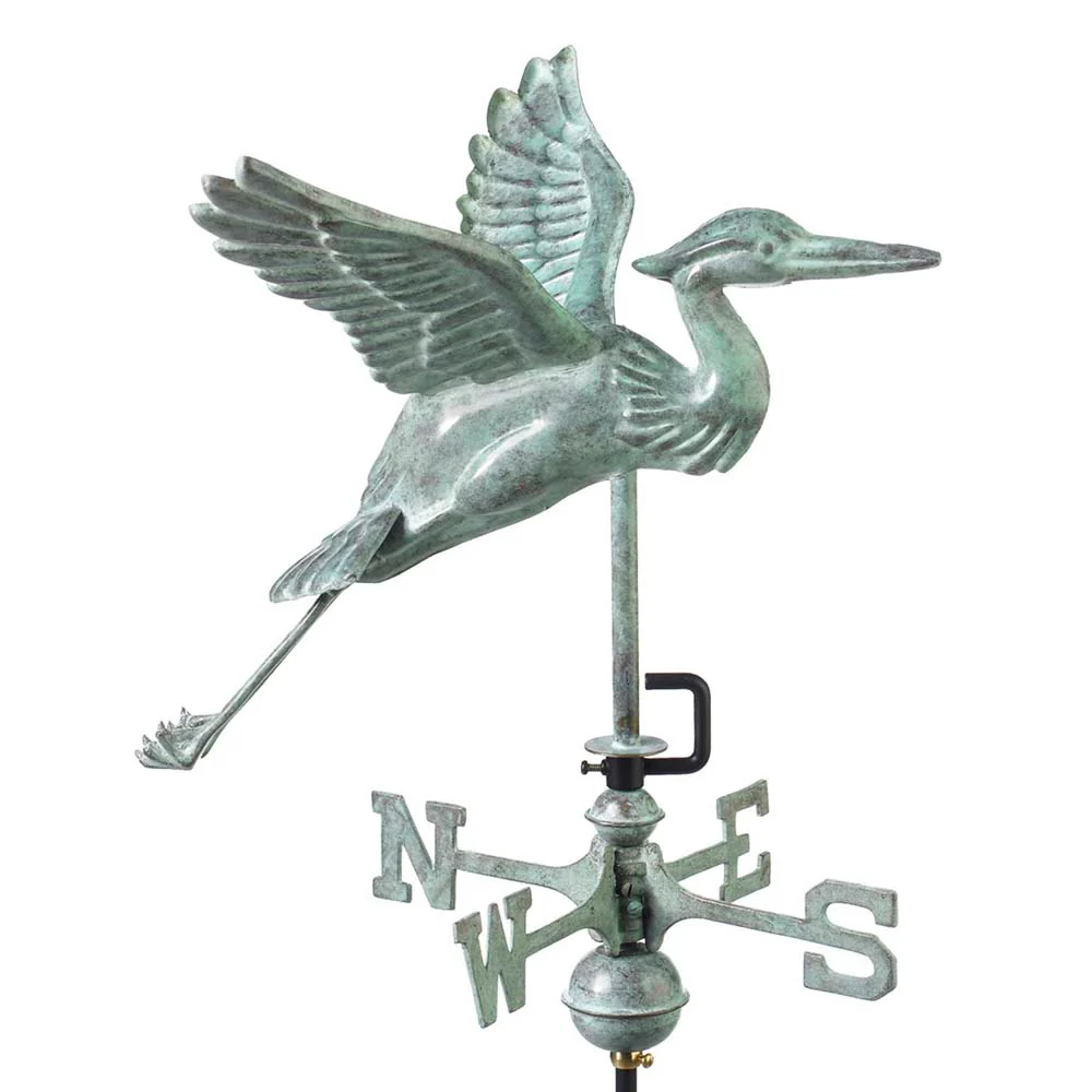 Blue Heron Garden Weathervane - Pure Copper w/Garden Pole - Image 5