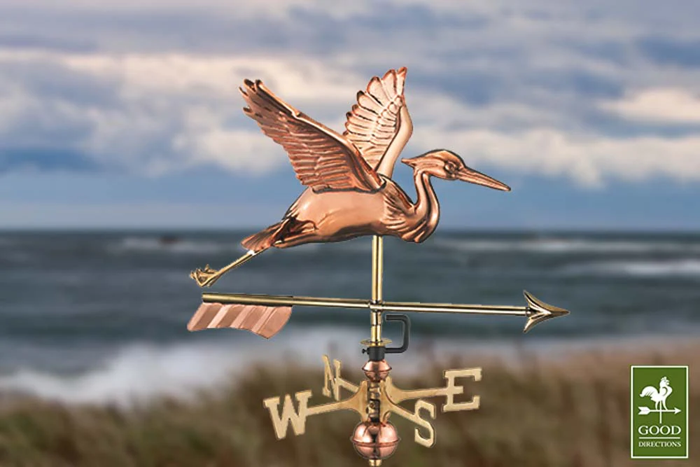 Blue Heron with Arrow Garden Weathervane - Pure Copper w/Garden Pole - Image 3