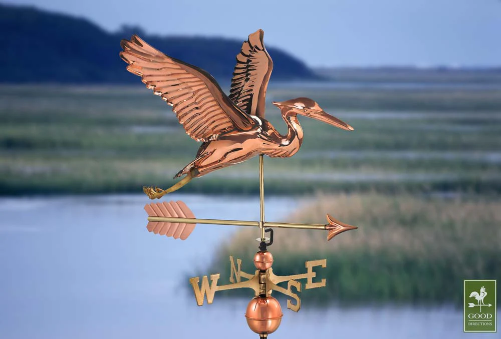 Blue Heron with Arrow Weathervane - Pure Copper - Image 2