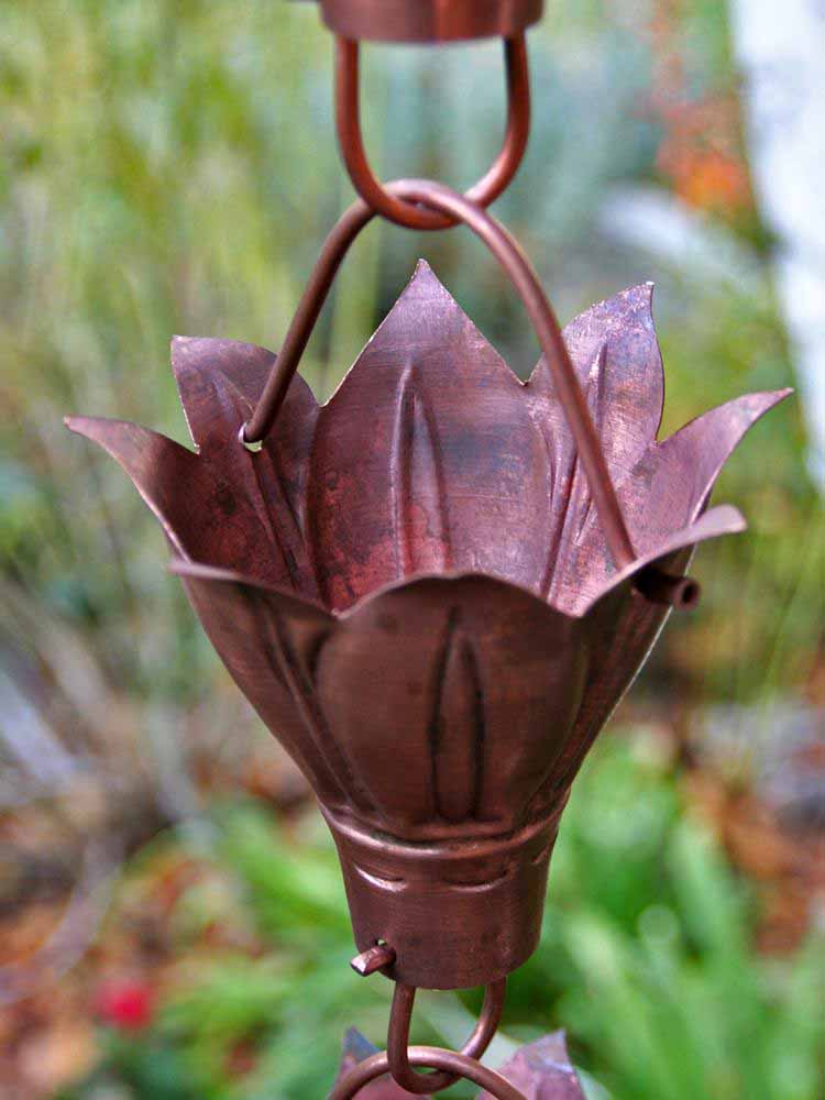 Bluebell Cups Copper Rain Chain - Image 2