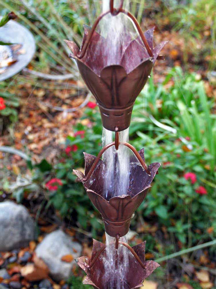 Bluebell Cups Copper Rain Chain - Image 3