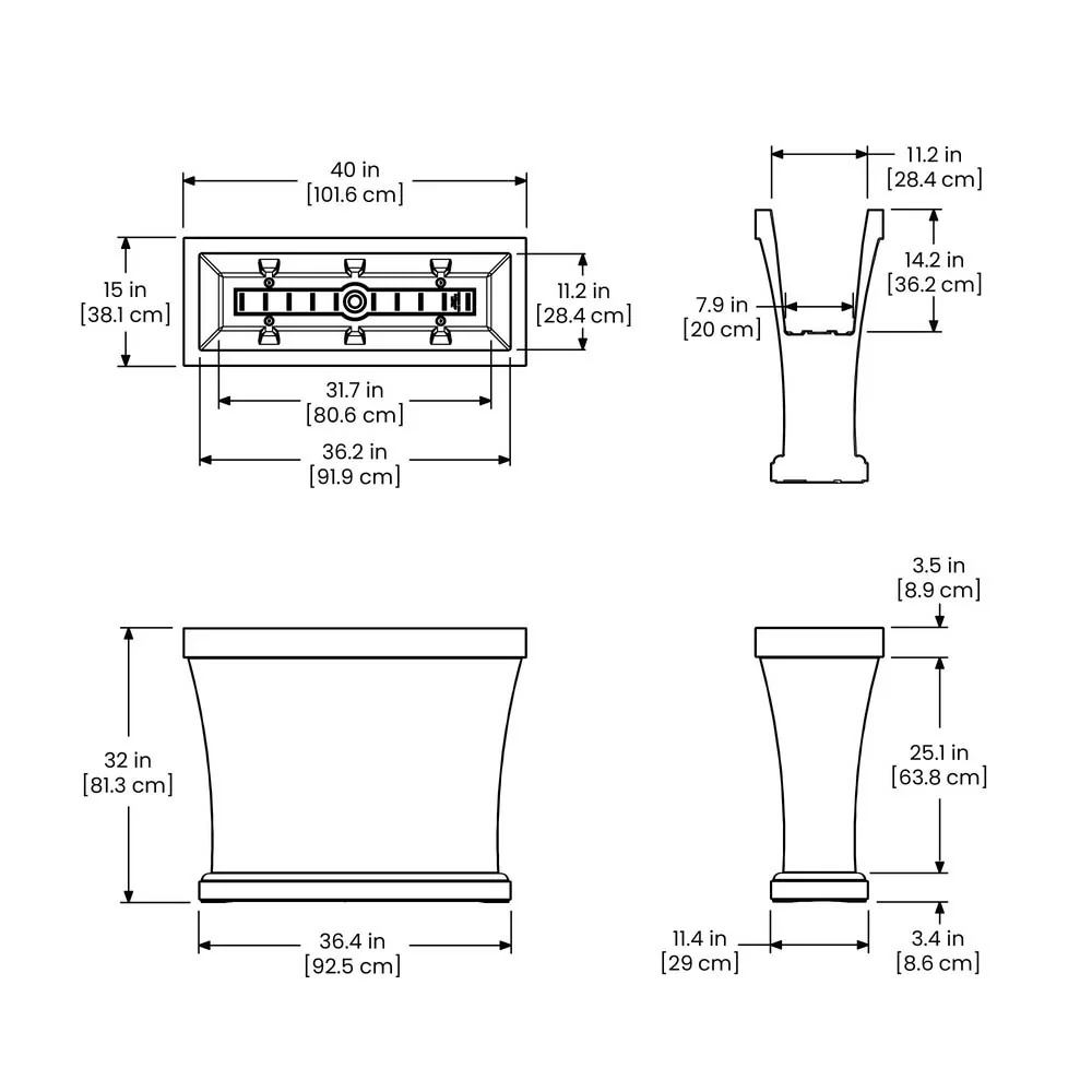 Bordeaux Trough Planter - 40in x 15in x 32in - Image 4