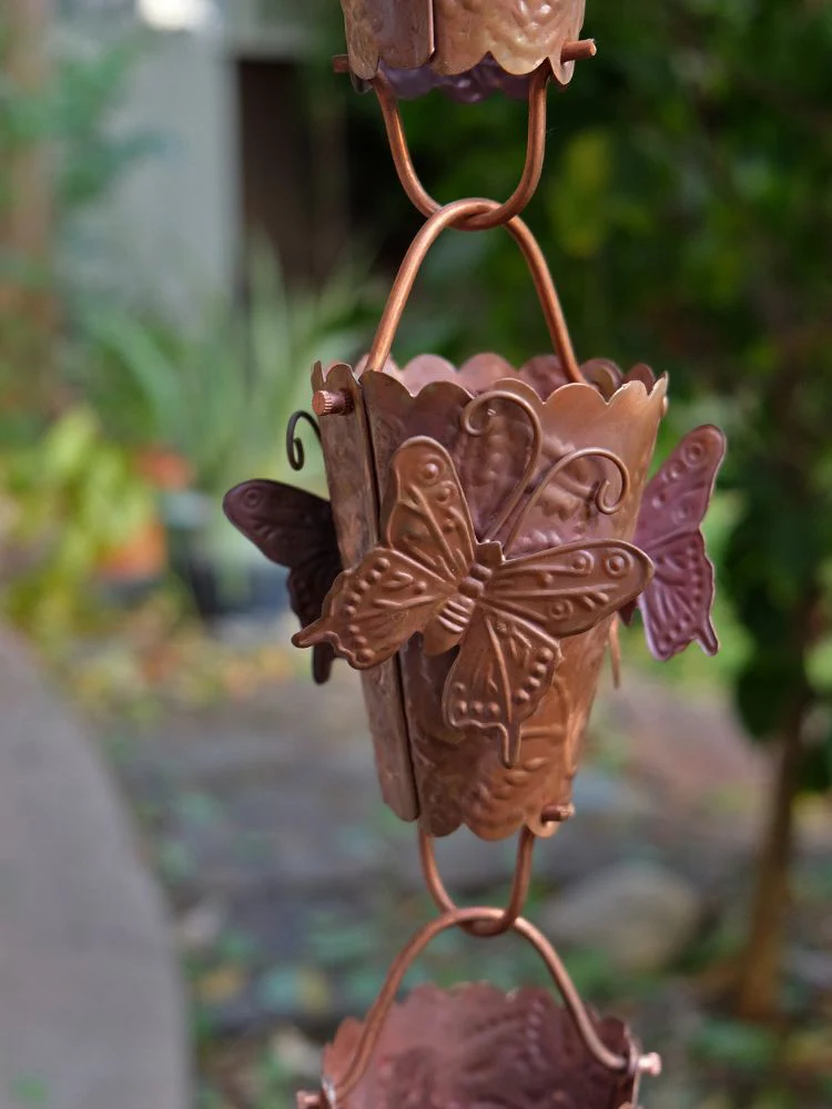 Butterfly Theme Copper Rain Chain - Image 2