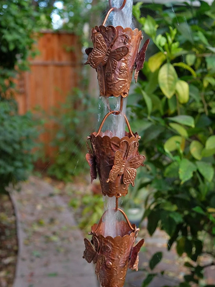 Butterfly Theme Copper Rain Chain - Image 3