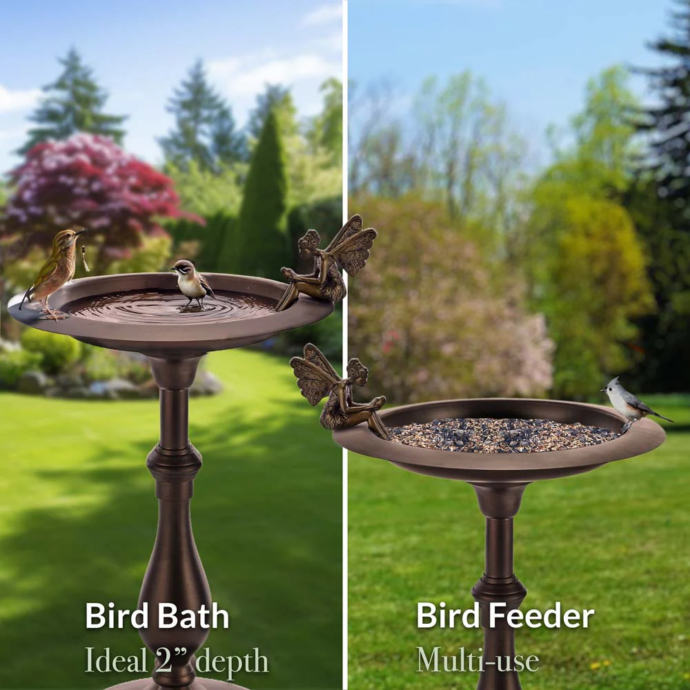 Classic Bird Bath Pedestal with Fairy - Image 2