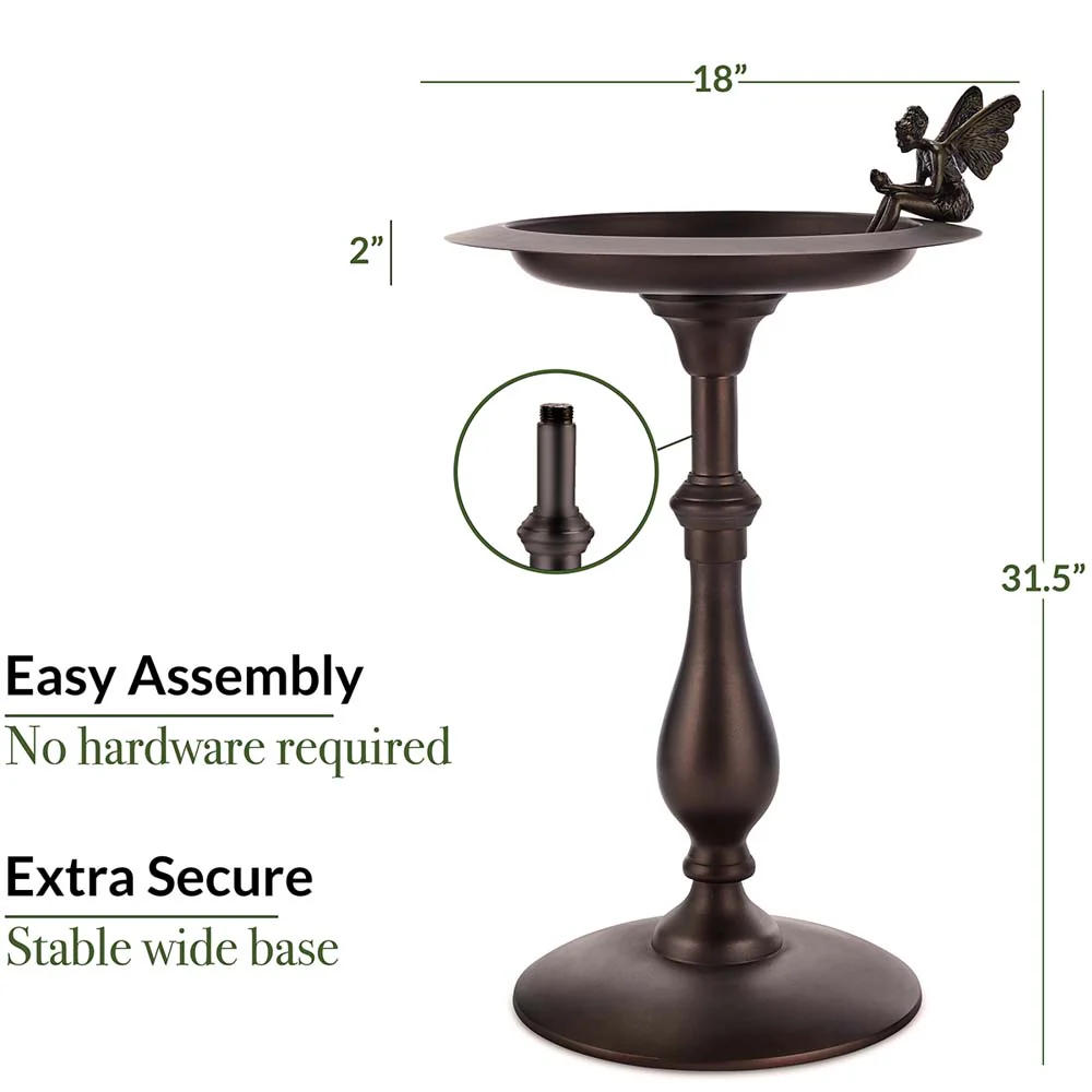 Classic Bird Bath Pedestal with Fairy - Image 3