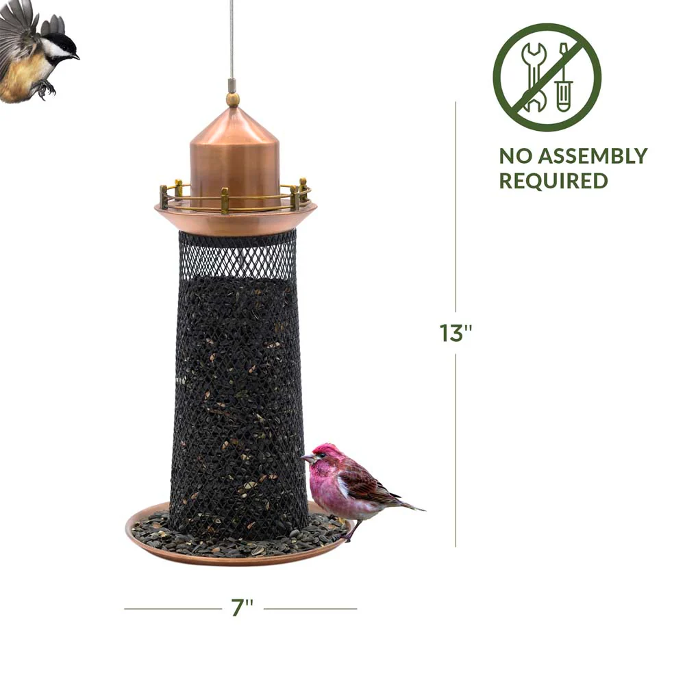 Copper Lighthouse Bird Feeder with Mesh Panels - Image 2
