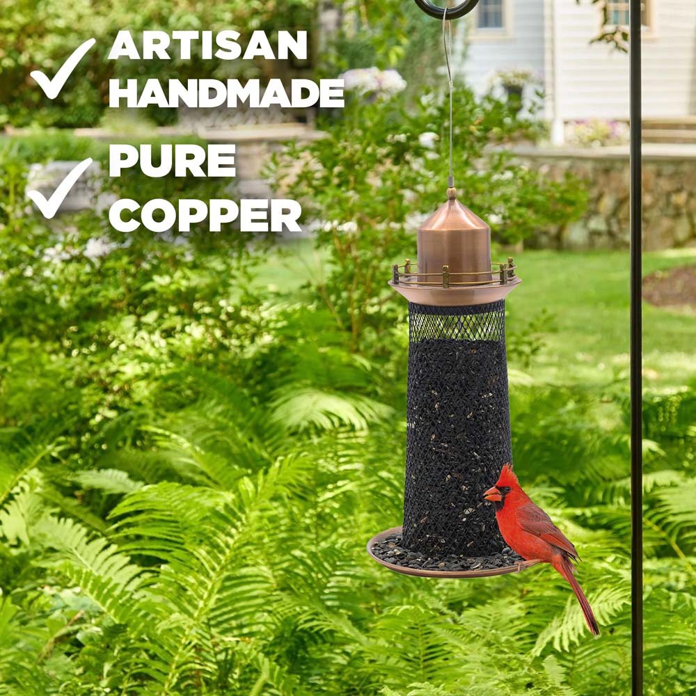 Copper Lighthouse Bird Feeder with Mesh Panels - Image 4