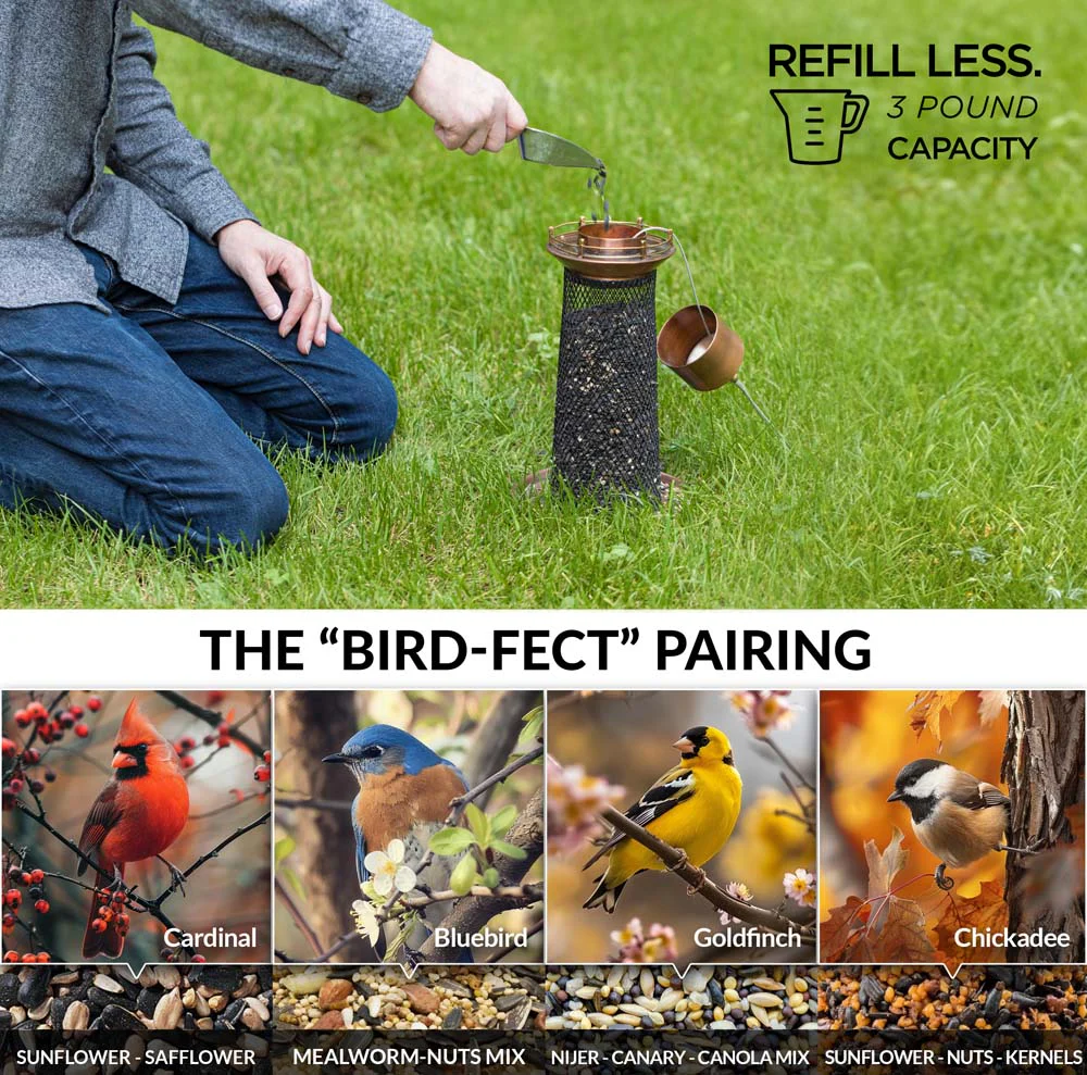 Copper Lighthouse Bird Feeder with Mesh Panels - Image 5