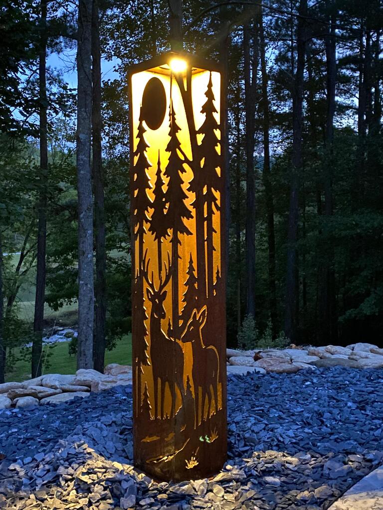Deer at Dusk Corner Solar Pillar - Steel - Image 2