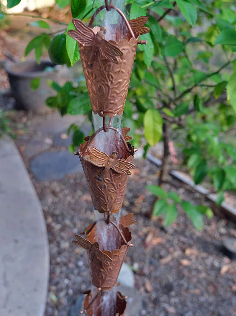 Dragonfly Theme Copper Rain Chain - Image 2