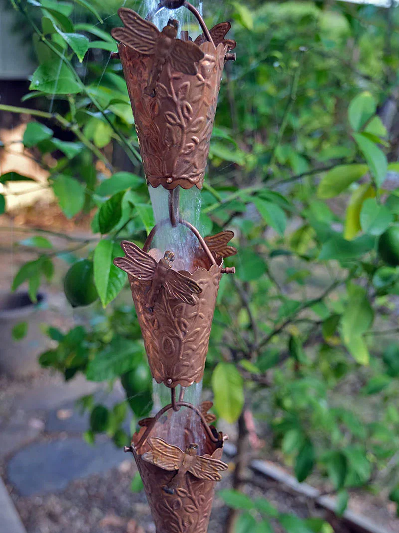 Dragonfly Theme Copper Rain Chain - Image 3