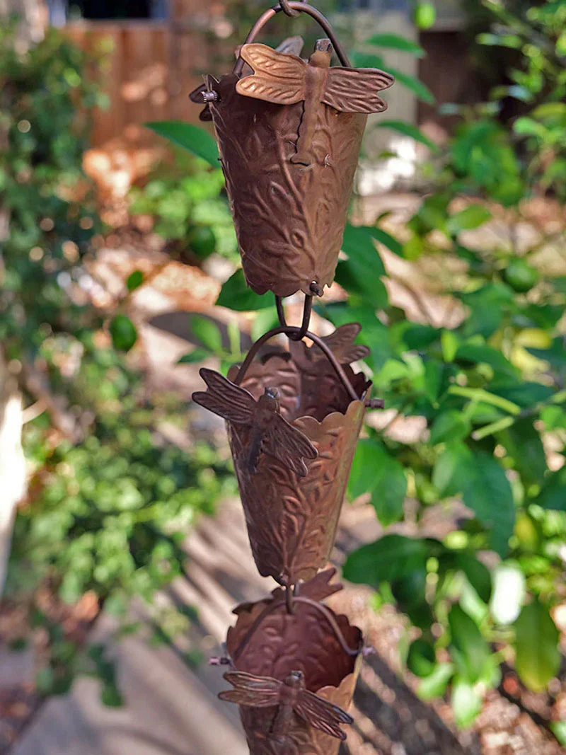 Dragonfly Theme Copper Rain Chain - Image 4