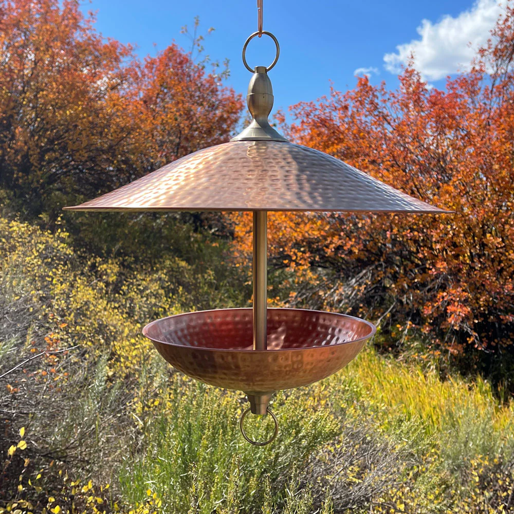 Easy Fill Copper & Brass Bird Feeder - Image 3