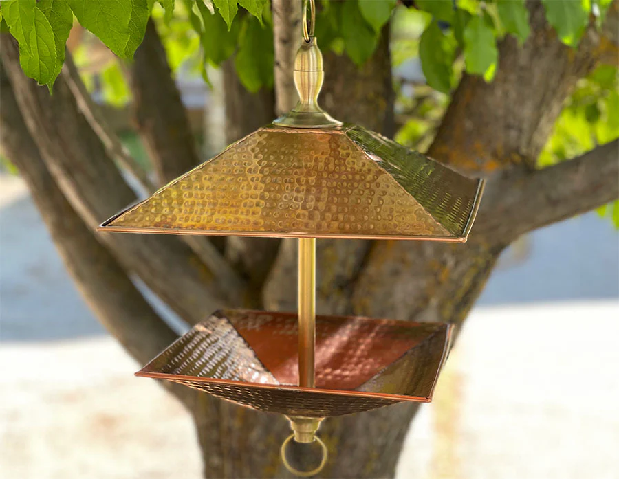 Easy Fill Copper & Brass Square Bird Feeder - Image 4