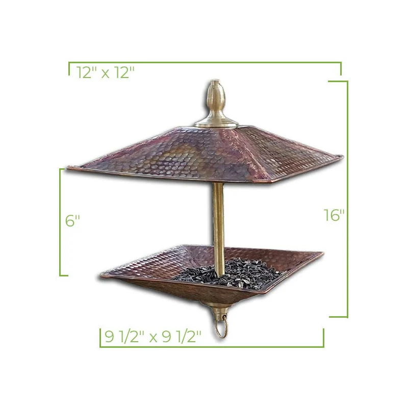 Easy Fill Copper & Brass Square Bird Feeder - Image 5