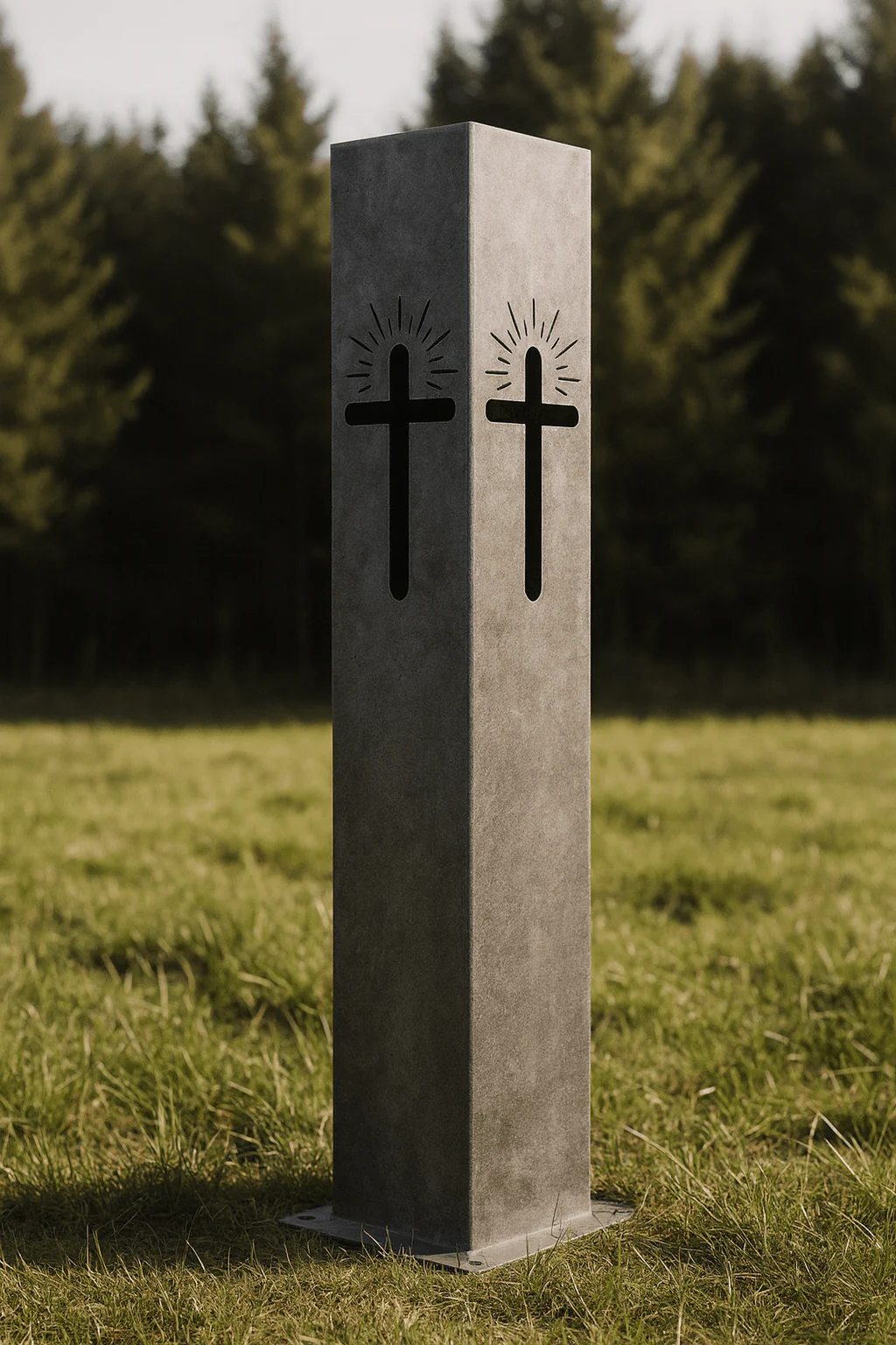 Eternal Light Solar Pillar - Steel Cross - Image 4