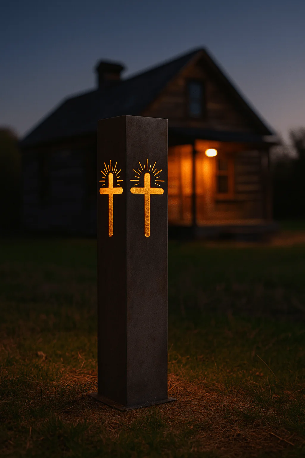 Eternal Light Solar Pillar - Steel Cross - Image 5