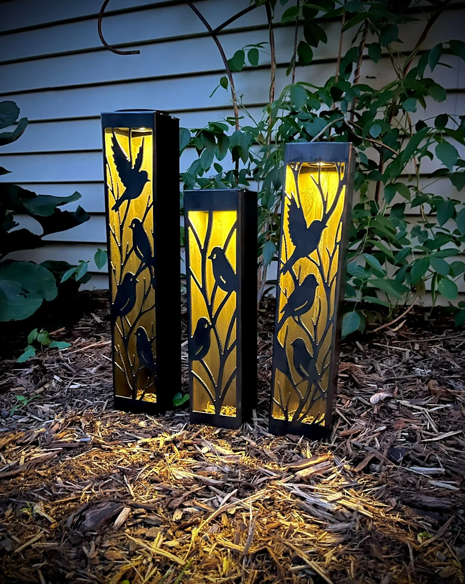 Evening Aviary Luminary Pillars w/ Solar Cap - Image 3
