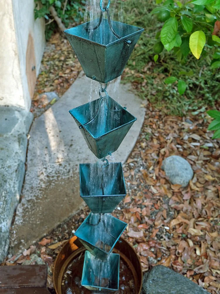 Extra Large Square Cups Rain Chain - Image 12