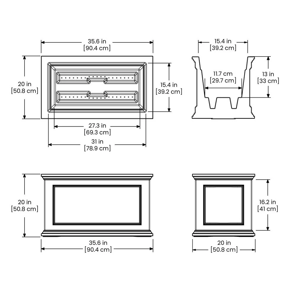 Fairfield 20in x 36in Rectangle Planter - Image 11
