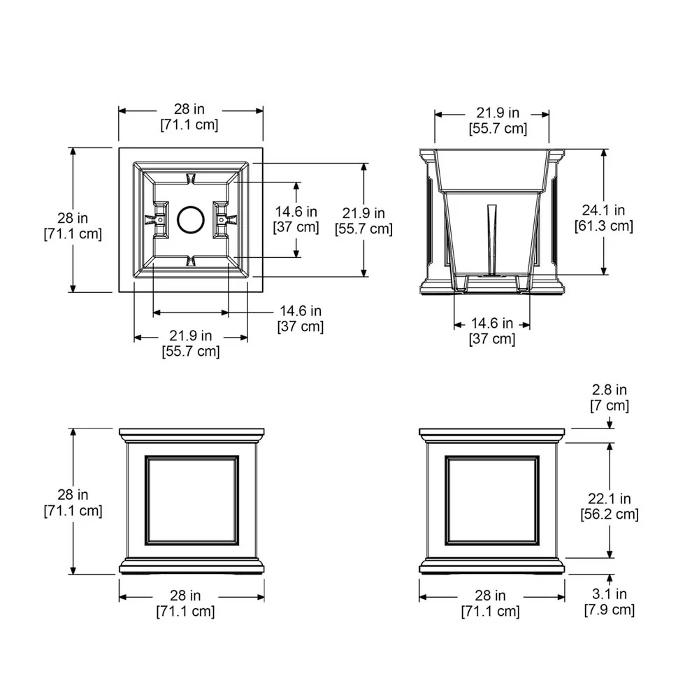 Fairfield 28in Square Planter - Image 6