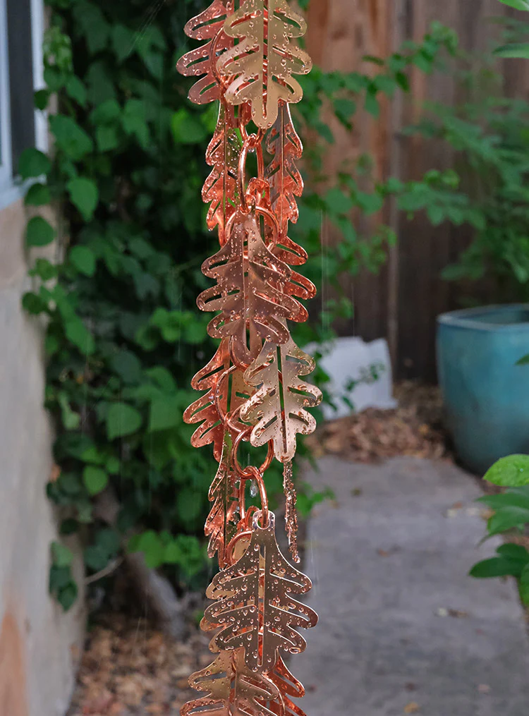 Falling Leaves™ Copper Plated Rain Chain - Image 3