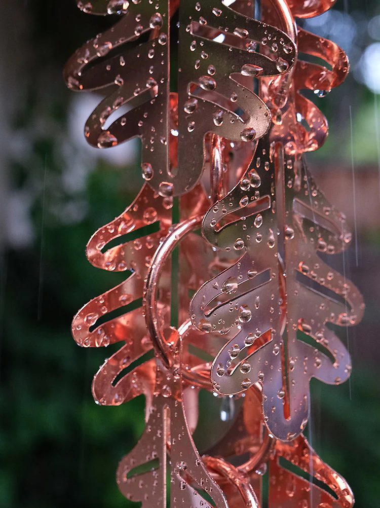 Falling Leaves™ Copper Plated Rain Chain - Image 4