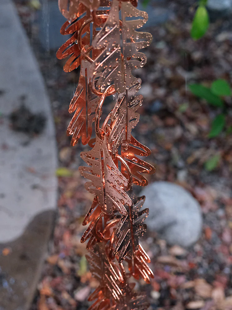 Falling Leaves™ Copper Plated Rain Chain - Image 6