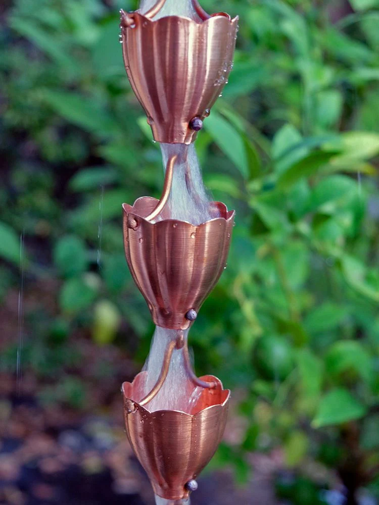 Fluted Copper Cups Rain Chain - Image 3
