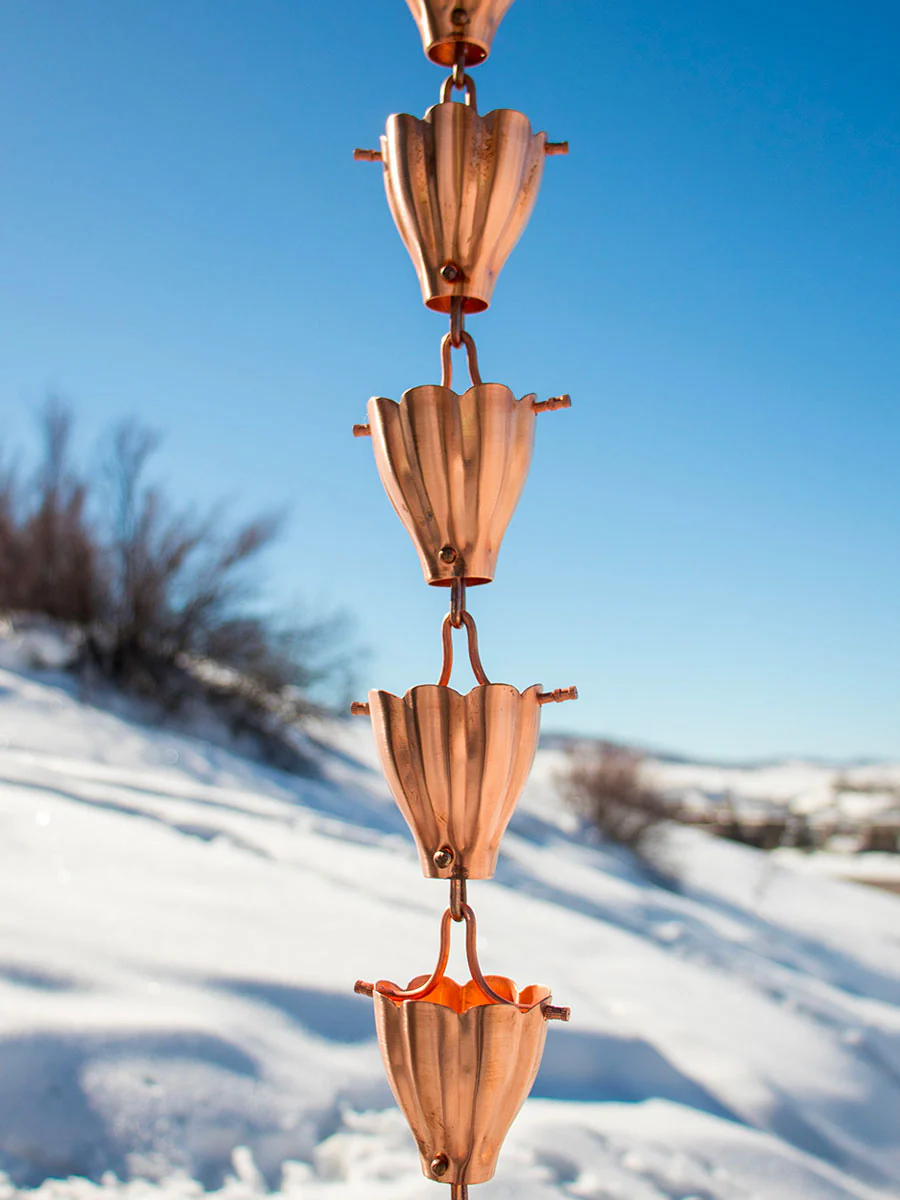 Fluted Copper Cups Rain Chain - Image 4