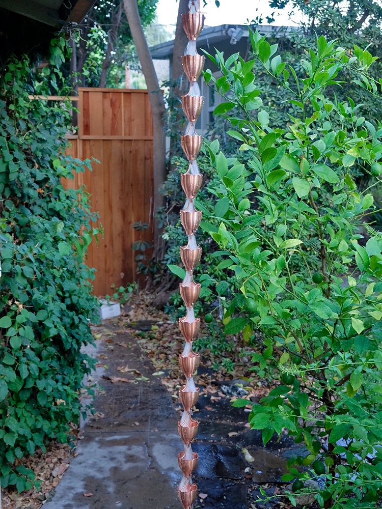 Fluted Copper Cups Rain Chain - Image 5