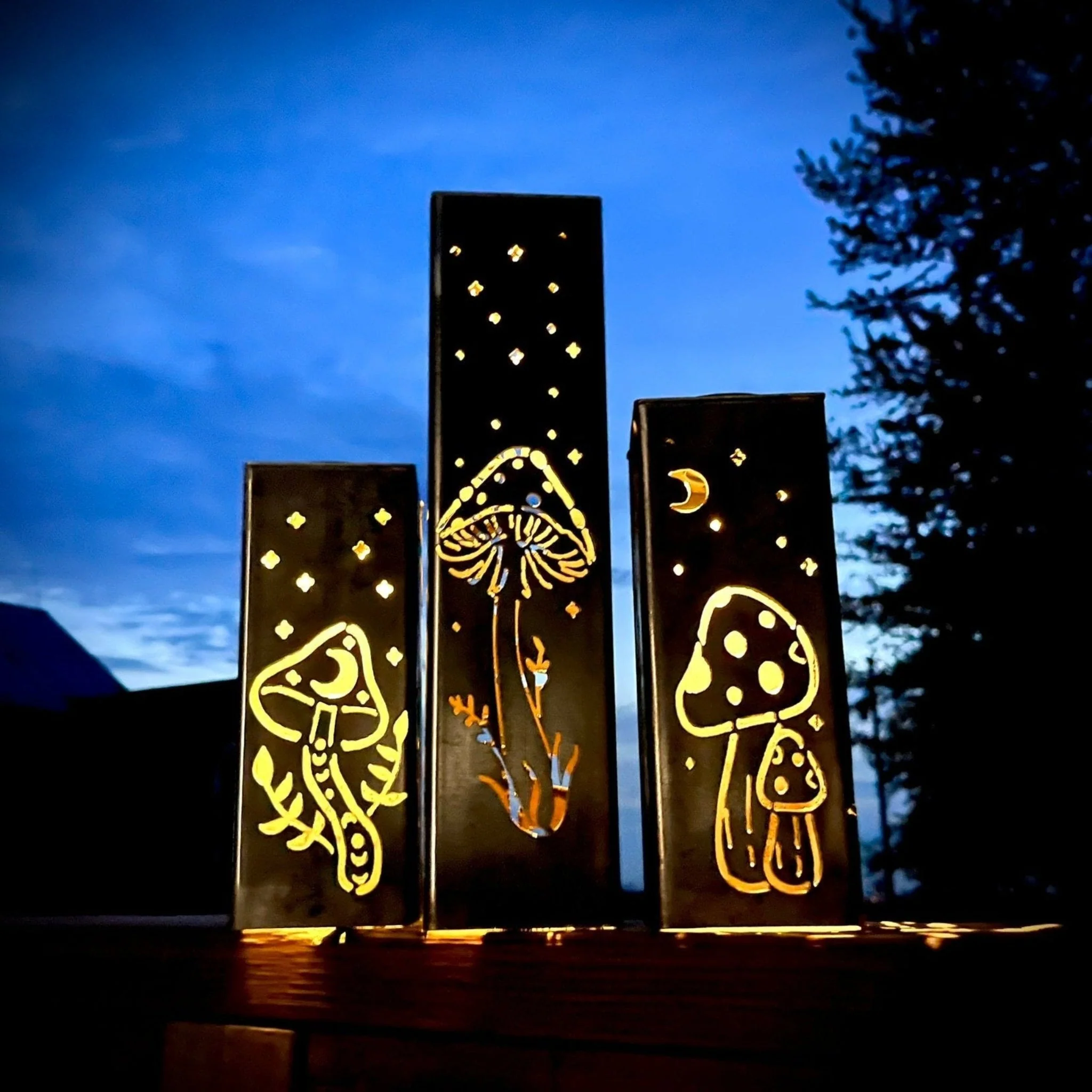 Fungi Solar Tube Lights - Steel Mushroom Lights - Image 2